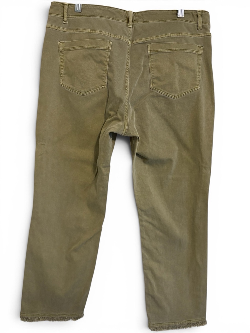 ✨ J. Jill Olive Cropped Denim Jeans Frayed Ankle Hem Size 12 ✨ - Picture 3 of 10